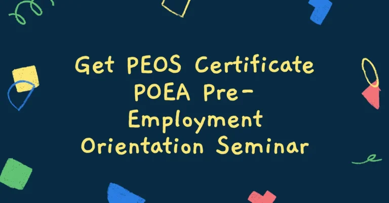 Get PEOS Certificate POEA Pre-Employment Orientation Seminar